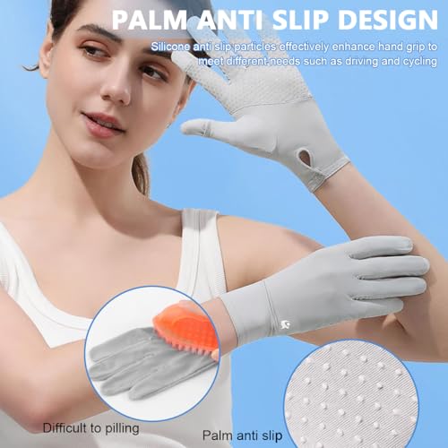 PALAY® Ice Silk Gloves Women Sun Protection Anti-Skid Breathable Touch Screen Bike Riding Cycling Summer Cooling Grey 3PCS PALAY® Ice Silk Gloves Women Sun Protection Anti-Skid Breathable Touch Screen Bike Riding Cycling Summer Cooling Grey 3PCS